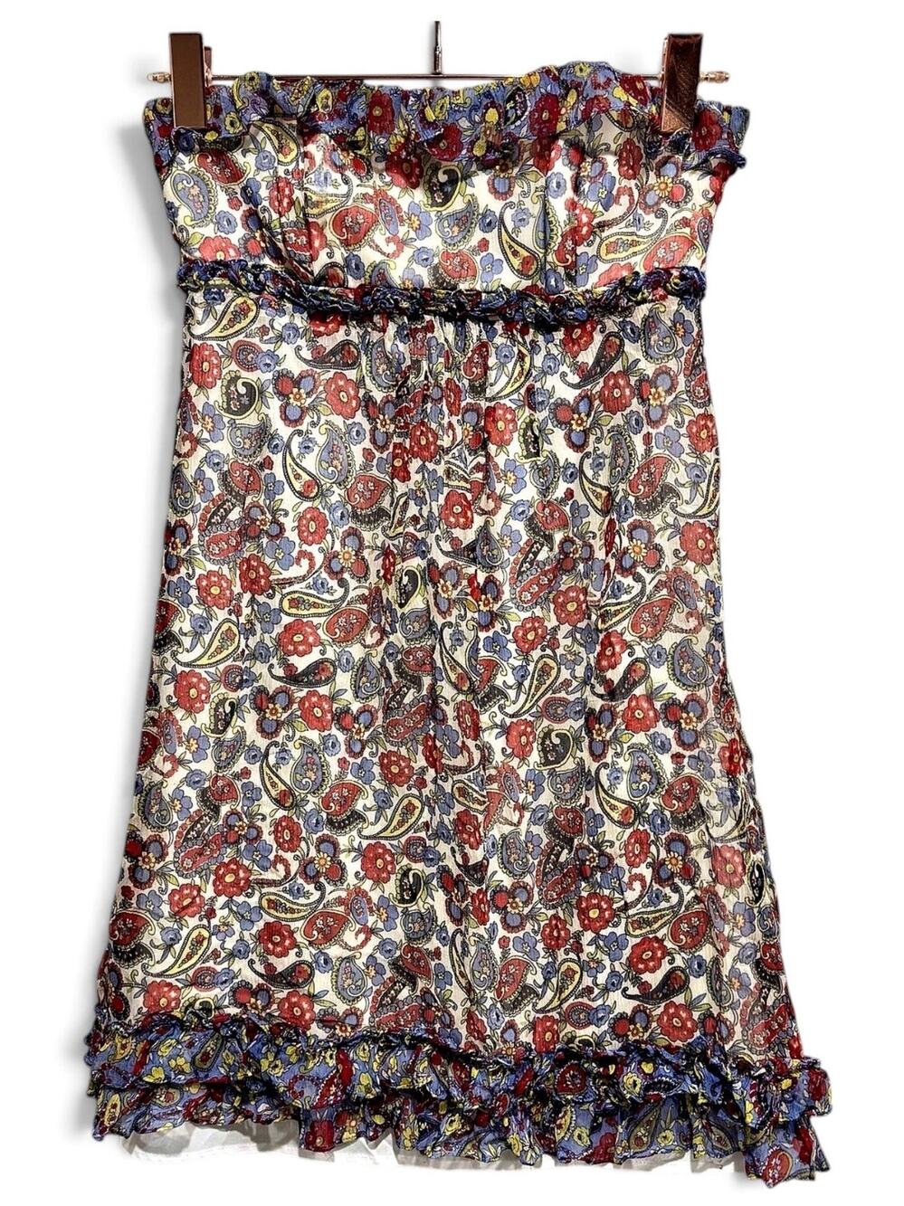 Vintage Y2K Betsey Johnson Silk Floral Paisley Strapless Dress 2
